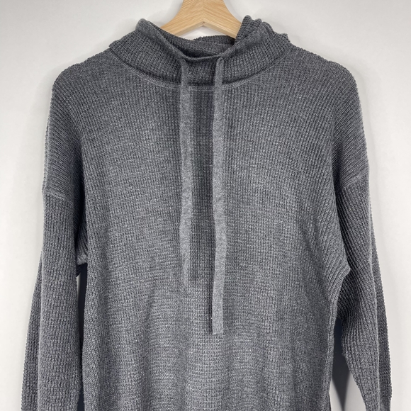 NWT prAna Miliani Dress in Charcoal XS Waffle Knit Drawstring Funnel Neck #7415 - Picture 4 of 16